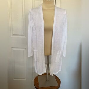 J. Jill Duster White Linen Blend Cardigan Pockets M